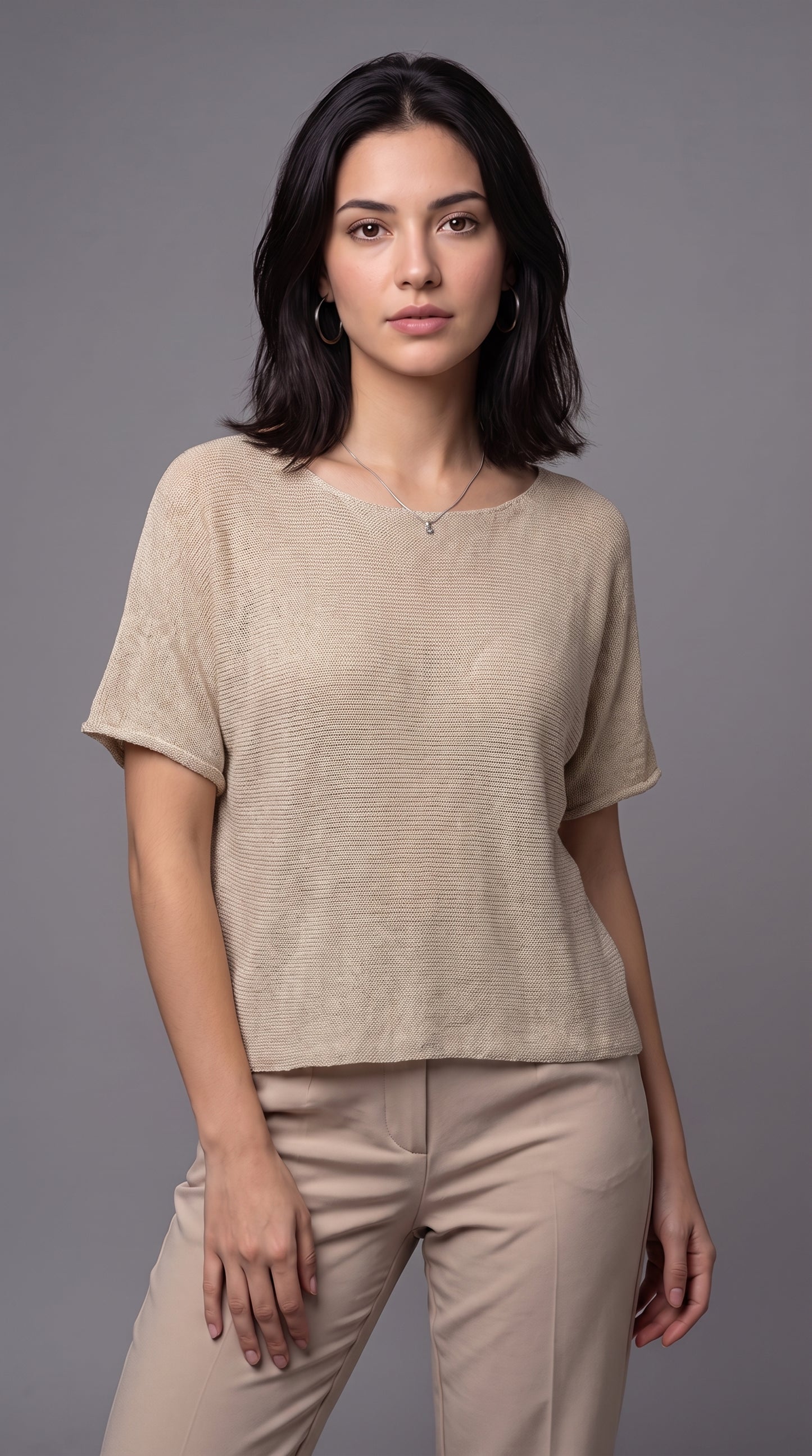 Feinstrick Bluse Kurzarm 100% Baumwolle – Made in Italy Sommer Strickshirt Oversized Halbarm One Size S-L
