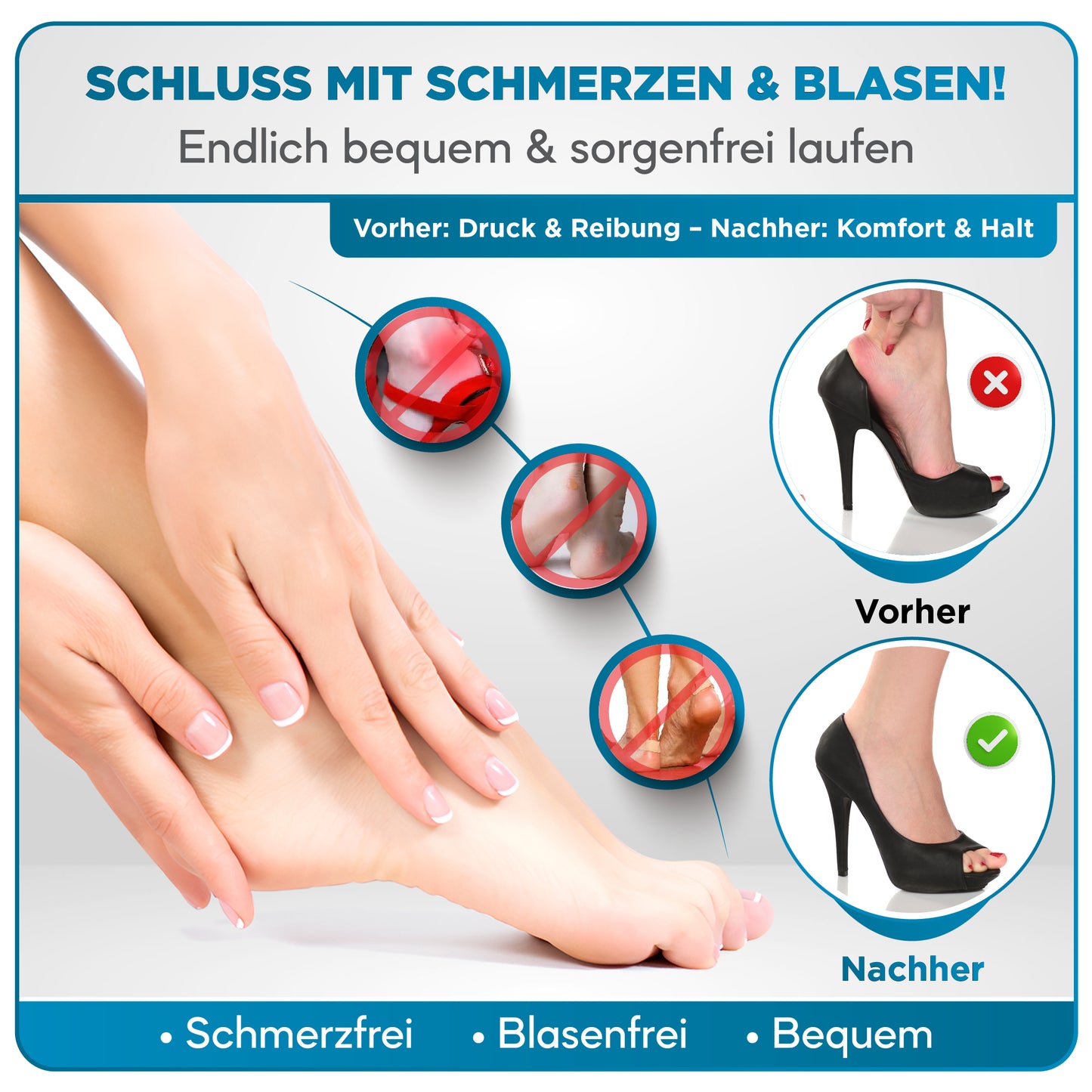 Fersenpolster 3 Paar Schwarz/Weiß/Grau EDELHELD®