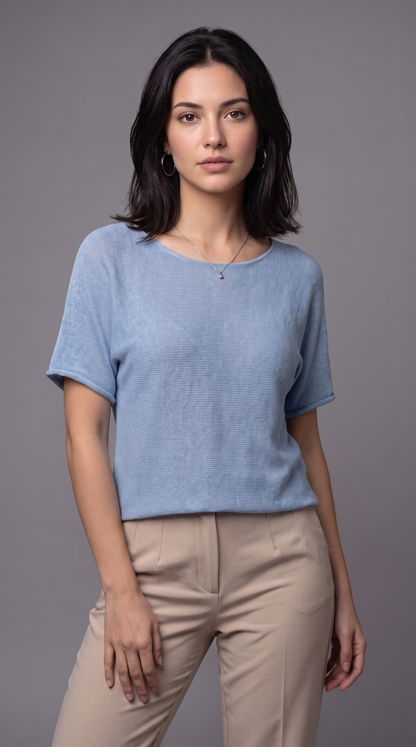 Feinstrick Bluse Kurzarm 100% Baumwolle – Made in Italy Sommer Strickshirt Oversized Halbarm One Size S-L